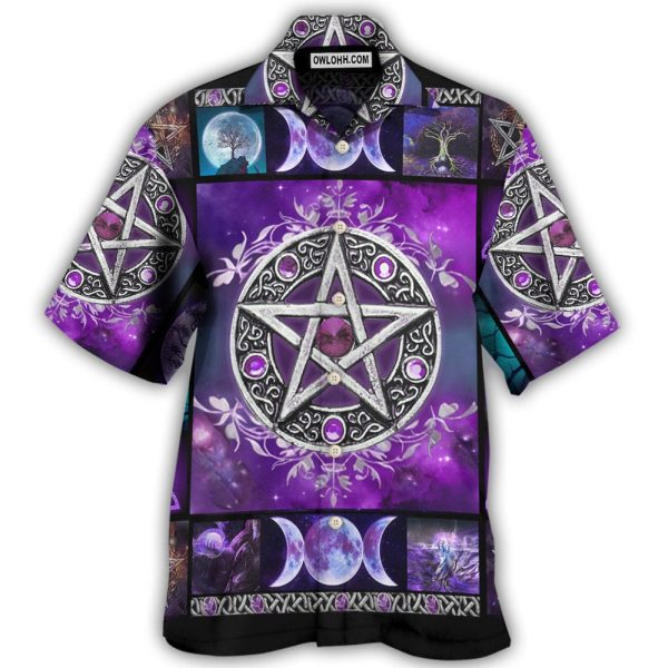 Wicca Witch Vibes Purple Pentagra - Hawaiian Shirt Jezsport.com