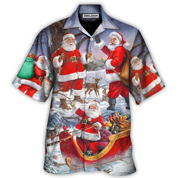 Christmas Funny Santa Claus Happy Xmas Is Coming Art - Hawaiian Shirt Jezsport.com