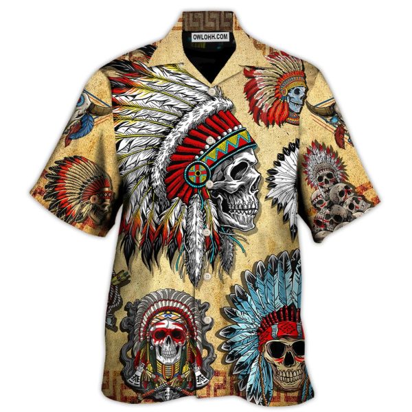 Native American Skull Vintage Art Style - Hawaiian Shirt Jezsport.com