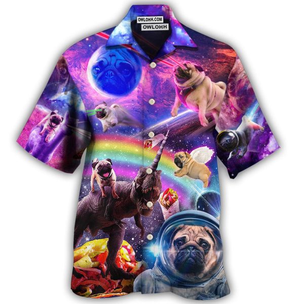 Pug Dog Galaxy Rainbow Star T-Rex Style - Hawaiian Shirt Jezsport.com