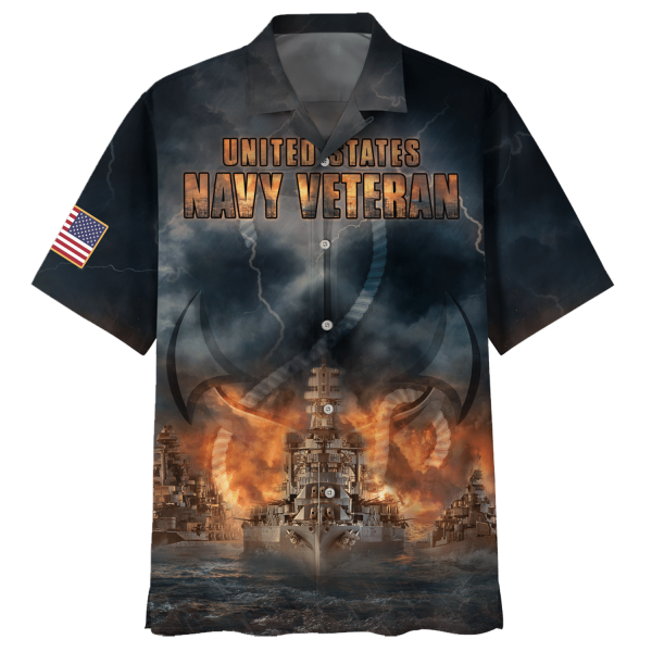 Navy United States Navy Veteran Ships And Anchors Hawaiian Shirt Jezsport.com