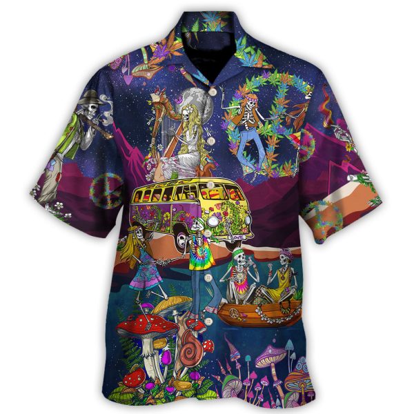 Hippie Funny Skull Dancing Moon Night Amazing Style - Hawaiian Shirt Jezsport.com