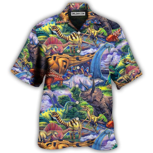 Jurassic Park Dinosaur Art Coloful Style - Hawaiian Shirt Jezsport.com