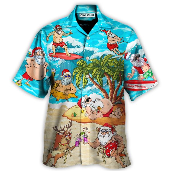 Christmas Santa Claus Chilling On The Beach Mele Kalikimaka Funny - Hawaiian Shirt Jezsport.com