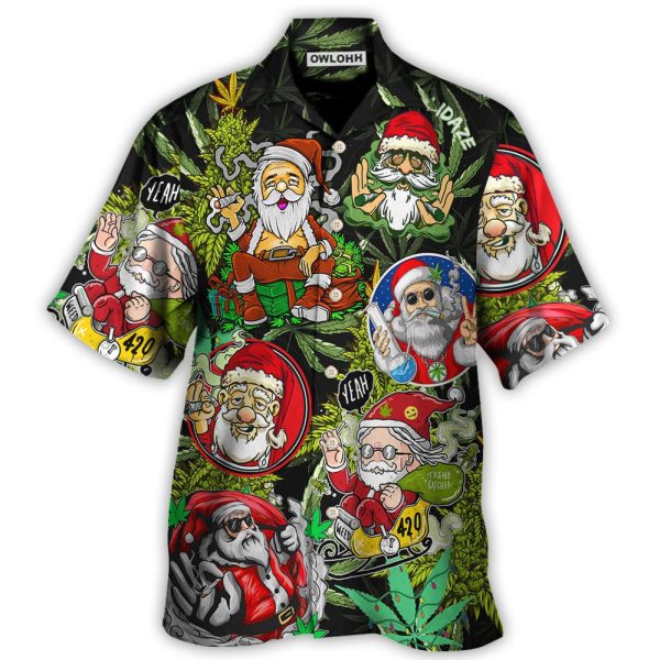 Christmas Weed Smoking Santa Hippie - Hawaiian Shirt Jezsport.com