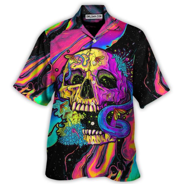 Skull And Moth Night Butterfly Neon Style - Hawaiian Shirt Jezsport.com