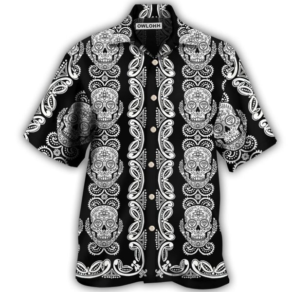 Skull Diamond Pattern Black And White - Hawaiian Shirt Jezsport.com