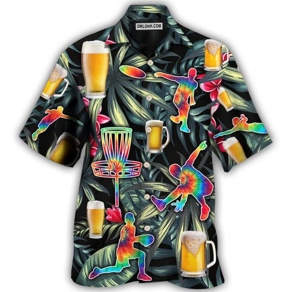 Beer And Disc Golf Tropical Flower Tie Dye - Hawaiian Shirt Jezsport.com