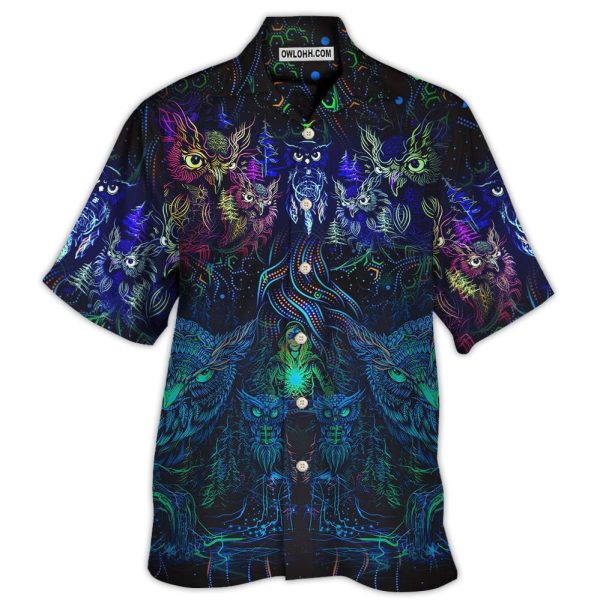 Owl And Witch Darkness Colorful - Hawaiian Shirt Jezsport.com