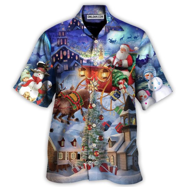 Christmas Rudolph Santa Claus Reindeer Gift Light Art Style - Hawaiian Shirt Jezsport.com