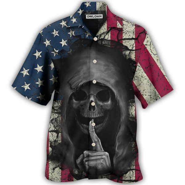 Skull Dark American Flag Vintage - Hawaiian Shirt Jezsport.com