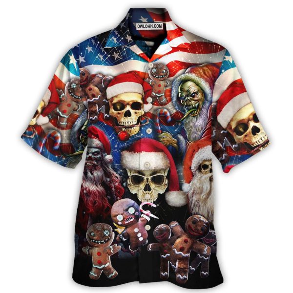 Skull Xmas US Flag Horror Skeleton - Hawaiian Shirt Jezsport.com