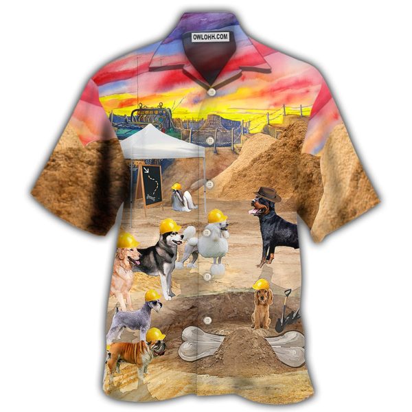 Dog Archeologist Dog Digging for Bones - Hawaiian Shirt Jezsport.com