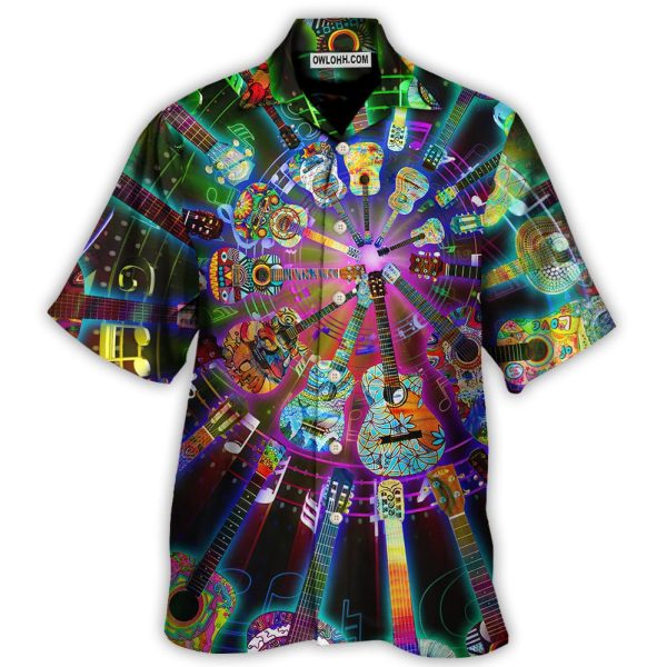 Hippie Funny Guitar Music Colorful - Hawaiian Shirt Jezsport.com