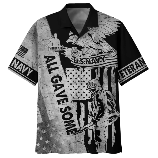 Black Eagle With Soldier All Gave Some U.S Navy Veteran Hawaiian Shirt Jezsport.com