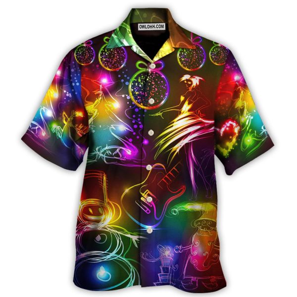 Christmas Dancing Santa Claus Tree Snowman Neon Light Style - Hawaiian Shirt Jezsport.com