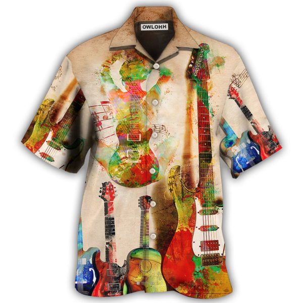 Guitar Abstract Guitar Colorful Art Style - Hawaiian Shirt Jezsport.com