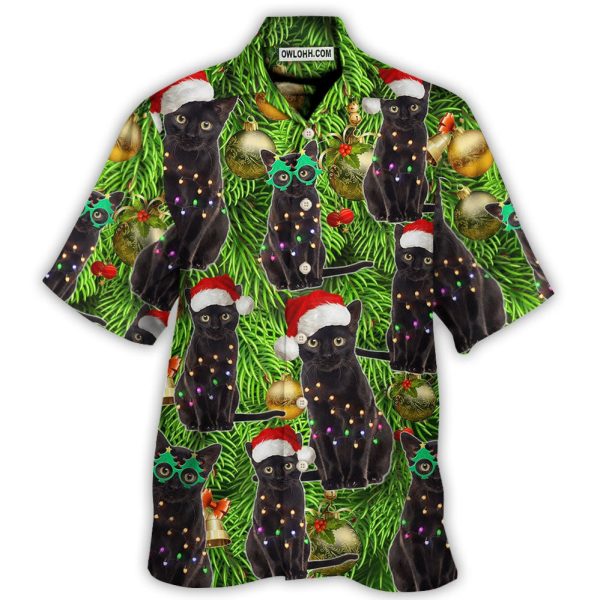 Black Cat Christmas Merry Xmas - Hawaiian Shirt Jezsport.com