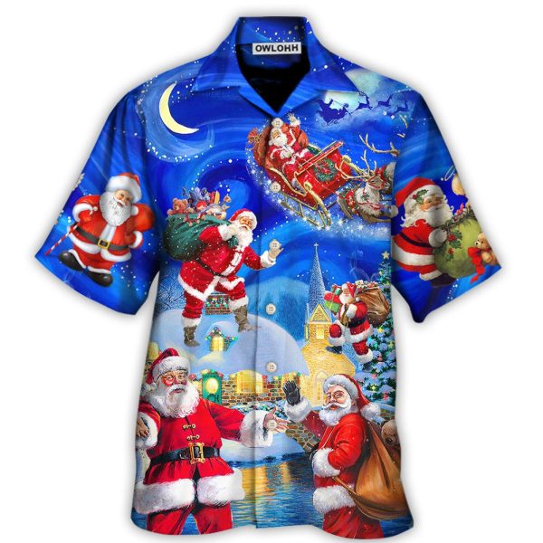 Christmas Santa Claus In The Town Magic Night Art Style - Hawaiian Shirt Jezsport.com