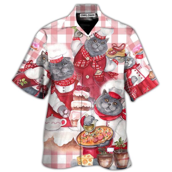 Chef Cute Black Cat Cooking - Hawaiian Shirt Jezsport.com