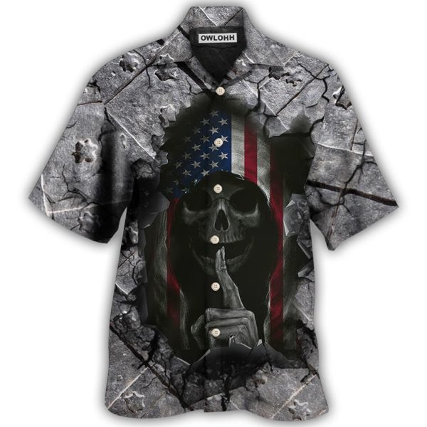 Skull Dark American Flag Strong Wrought Iron - Hawaiian Shirt Jezsport.com