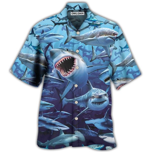 Shark Family Hunting Together - Hawaiian Shirt Jezsport.com