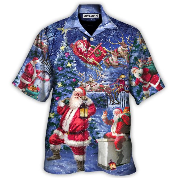 Christmas Santa Claus Chilling Happy Xmas Light Art Style - Hawaiian Shirt Jezsport.com