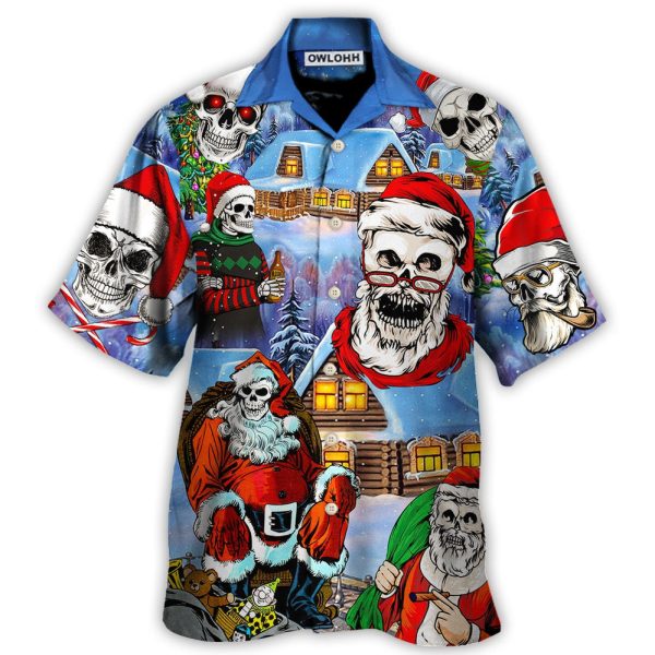 Christmas Skull Santa In The Town Love Xmas - Hawaiian Shirt Jezsport.com