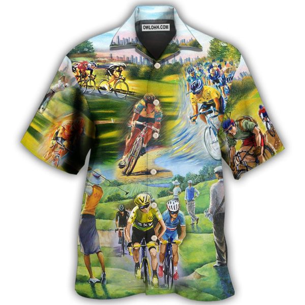 Cycling And Golf Lover Abstract Painting - Hawaiian Shirt Jezsport.com