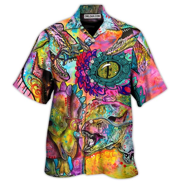 Jurassic Park Dinosaur Psychedelic Peers Into Your Soul - Hawaiian Shirt Jezsport.com