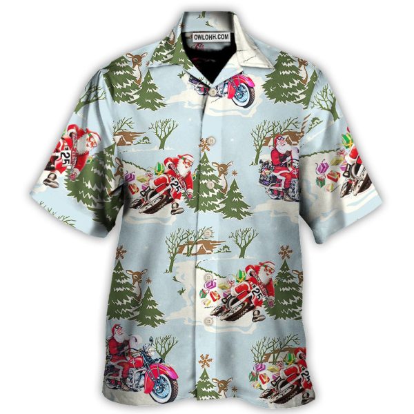 Christmas Santa Driving In Snow Forest - Hawaiian Shirt Jezsport.com