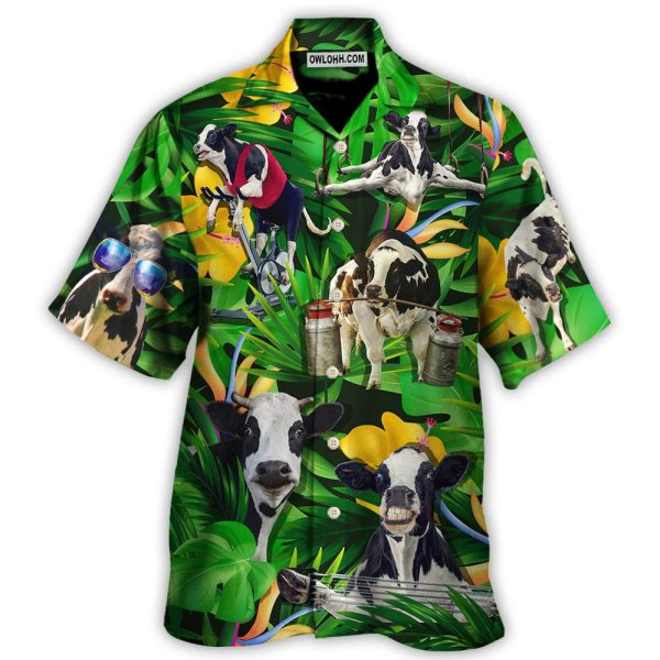 Cow Dancing And Play Funny Tropical Style - Hawaiian Shirt Jezsport.com