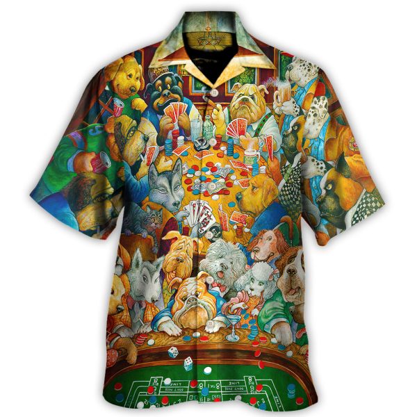 Gambling Dog Canines Playing Poker - Hawaiian Shirt Jezsport.com