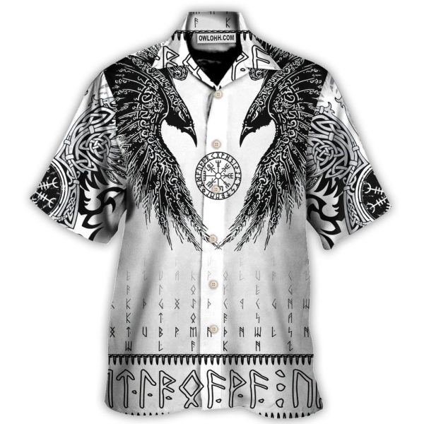 Viking Black Runic Raven Scandinavian - Hawaiian Shirt Jezsport.com