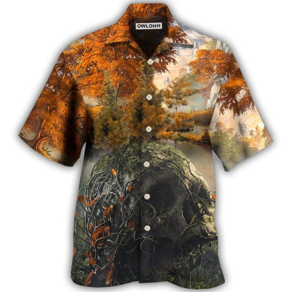 Skull Into The Forest I Go Hiking Lover Camping - Hawaiian Shirt Jezsport.com