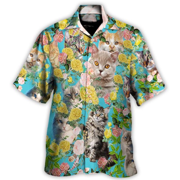 Cat With Flowers - Hawaiian Shirt Jezsport.com