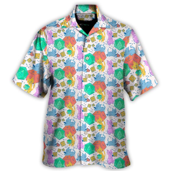 DnD Cat Cute Rolling Dice - Hawaiian Shirt Jezsport.com