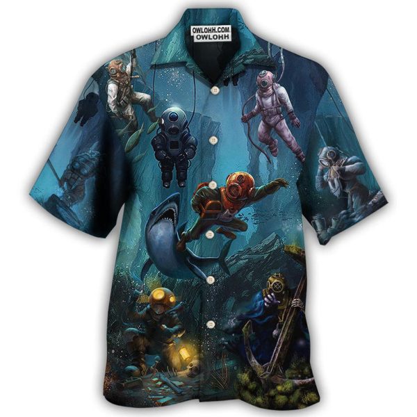 Diving Under The Blue Sea Art Style - Hawaiian Shirt Jezsport.com