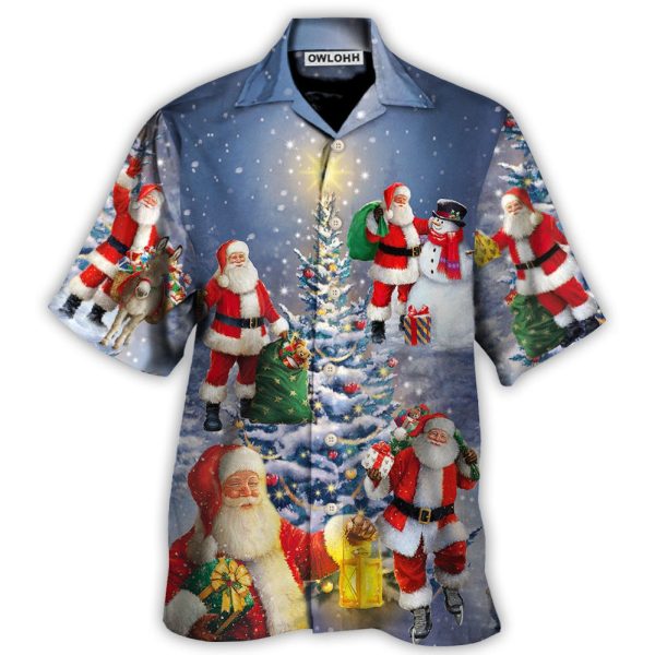 Christmas Santa Claus In Love Light Xmas Tree - Hawaiian Shirt Jezsport.com