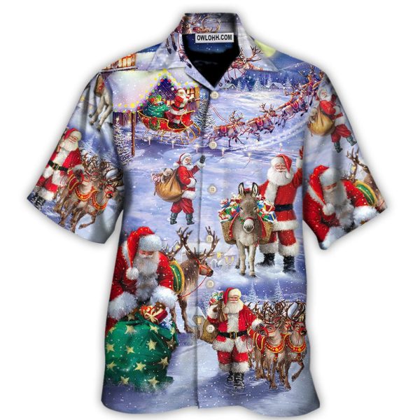 Christmas Santa Claus Story Night Gift For Xmas Painting Style - Hawaiian Shirt Jezsport.com