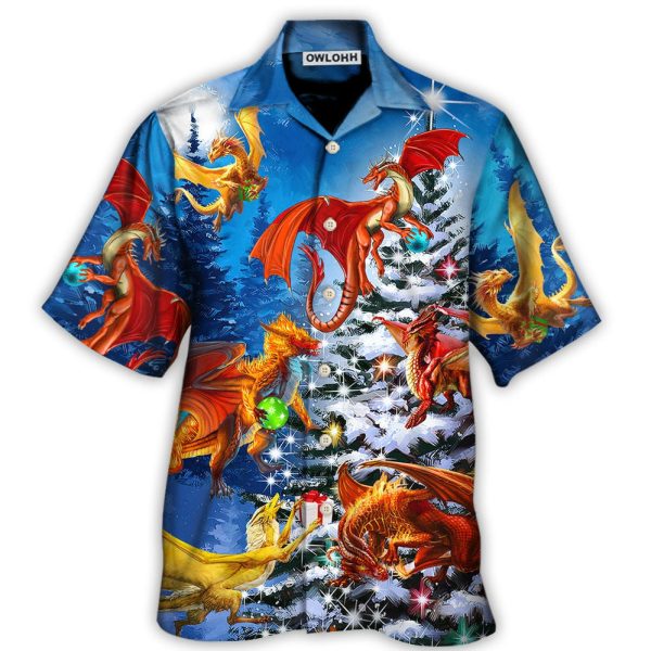 Christmas Dragon Family In Love Light Art Style - Hawaiian Shirt Jezsport.com