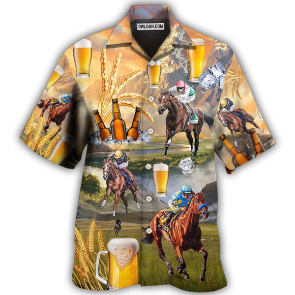 Beer And Horse Racing On The Steppe - Hawaiian Shirt Jezsport.com