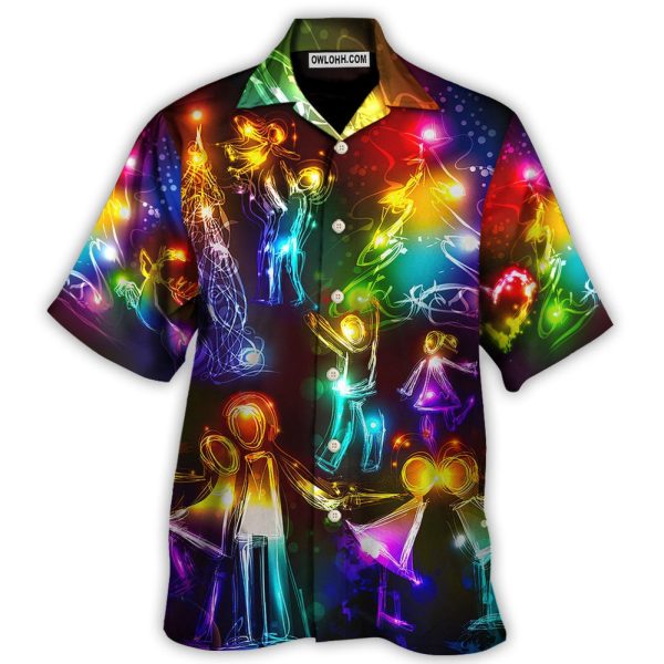 Christmas Family Happy Love Tree Neon Light Style - Hawaiian Shirt Jezsport.com