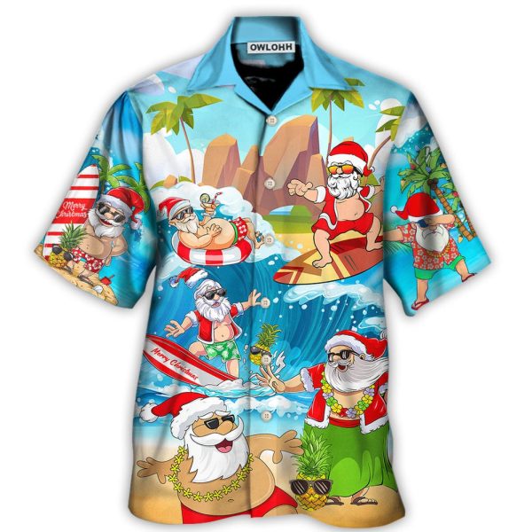 Christmas Santa Claus Play On The Beach Mele Kalikimaka Funny - Hawaiian Shirt Jezsport.com