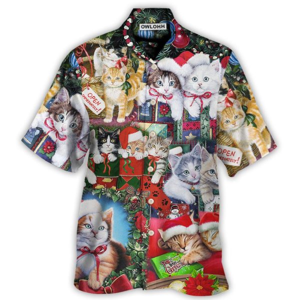 Cat Christmas Tree Merry Xmas - Hawaiian Shirt Jezsport.com