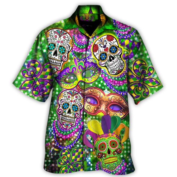 Skull Mardi Gras - Hawaiian Shirt Jezsport.com