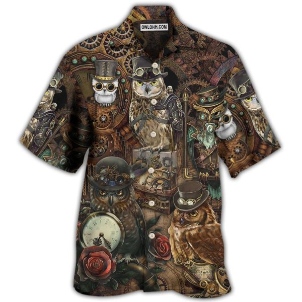 Owl Steampunk Retro Style - Hawaiian Shirt Jezsport.com