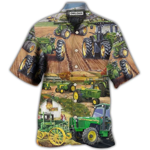 Tractor Green Tractor Working Farm - Hawaiian Shirt Jezsport.com