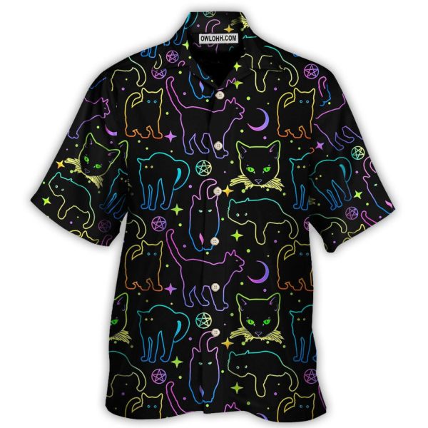 Cat Neon Colorful Playing With Kitten Magical - Hawaiian Shirt Jezsport.com