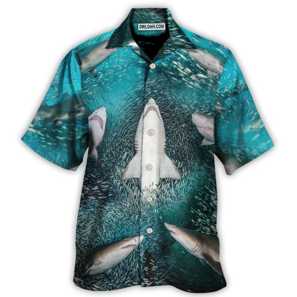 Shark's Buffet -Thousands Of Sardines - Hawaiian Shirt Jezsport.com